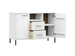 Aparador con patas metal OSLO madera maciza blanco 113x40x77 cm ES67559