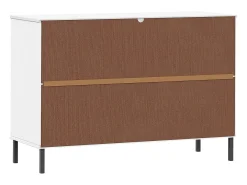 Aparador con patas metal OSLO madera maciza blanco 113x40x77 cm