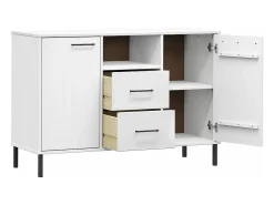 Aparador con patas metal OSLO madera maciza blanco 113x40x77 cm
