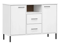 Aparador con patas metal OSLO madera maciza blanco 113x40x77 cm