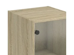 Aparador con puerta de cristal en roble Sonoma 35x37x142 cm