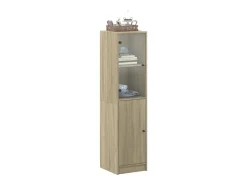 Aparador con puerta de cristal en roble Sonoma 35x37x142 cm