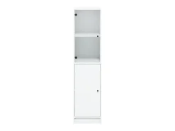 Aparador con puerta de vidrio blanco 35x37x142 cm