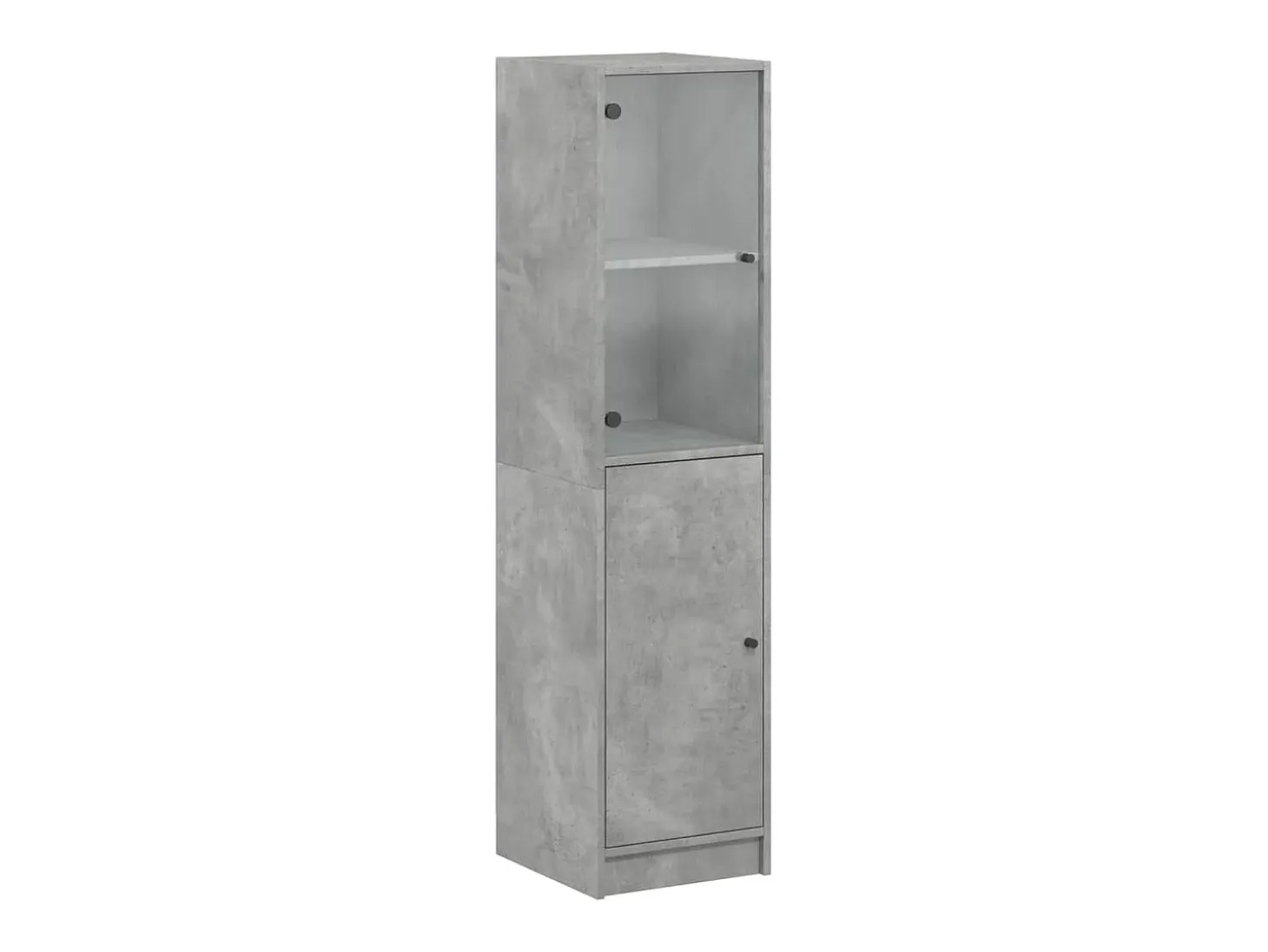 Aparador con puerta de vidrio gris hormigón 35x37x142 cm ES750754