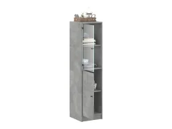 Aparador con puerta de vidrio gris hormigón 35x37x142 cm ES750754