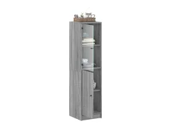 Aparador con puerta de vidrio gris Sonoma 35x37x142 cm ES843457