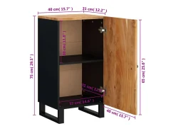 Aparador con puerta madera maciza de acacia 40x31x75 cm