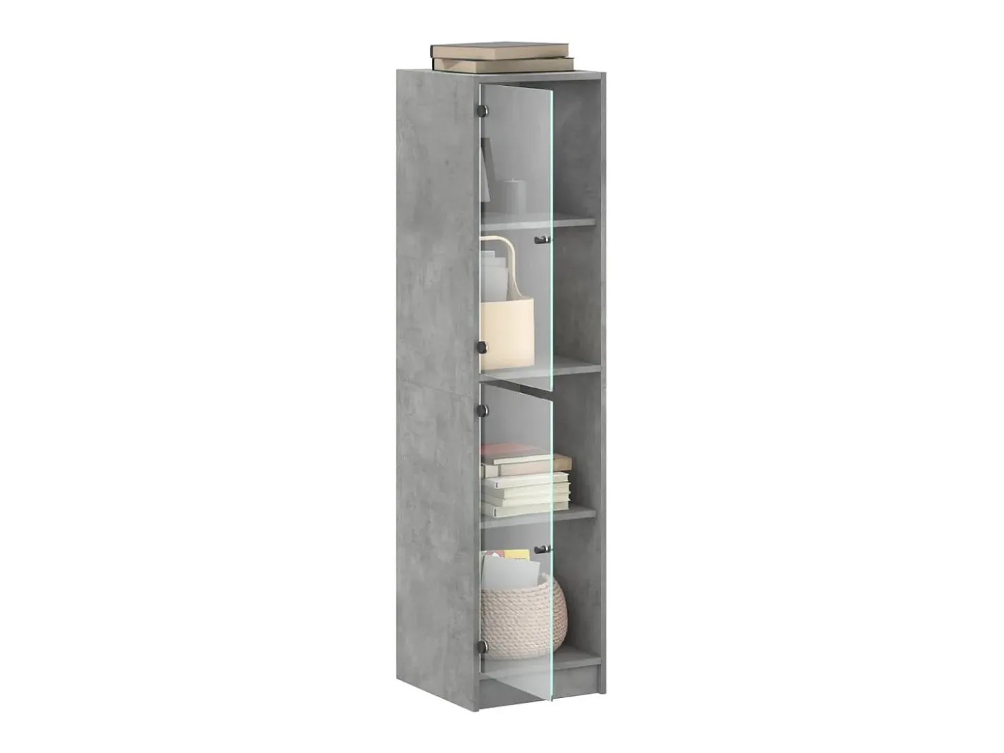 Aparador con puertas de cristal gris hormigón 35x37x142 cm