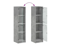 Aparador con puertas de cristal gris hormigón 35x37x142 cm