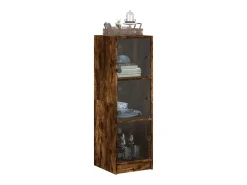 Aparador con puertas de cristal roble ahumado 35x37x109 cm