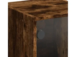 Aparador con puertas de cristal roble ahumado 35x37x109 cm