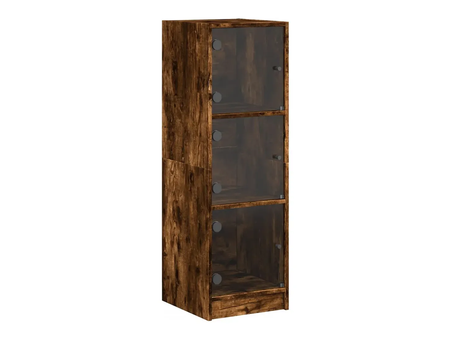 Aparador con puertas de cristal roble ahumado 35x37x109 cm