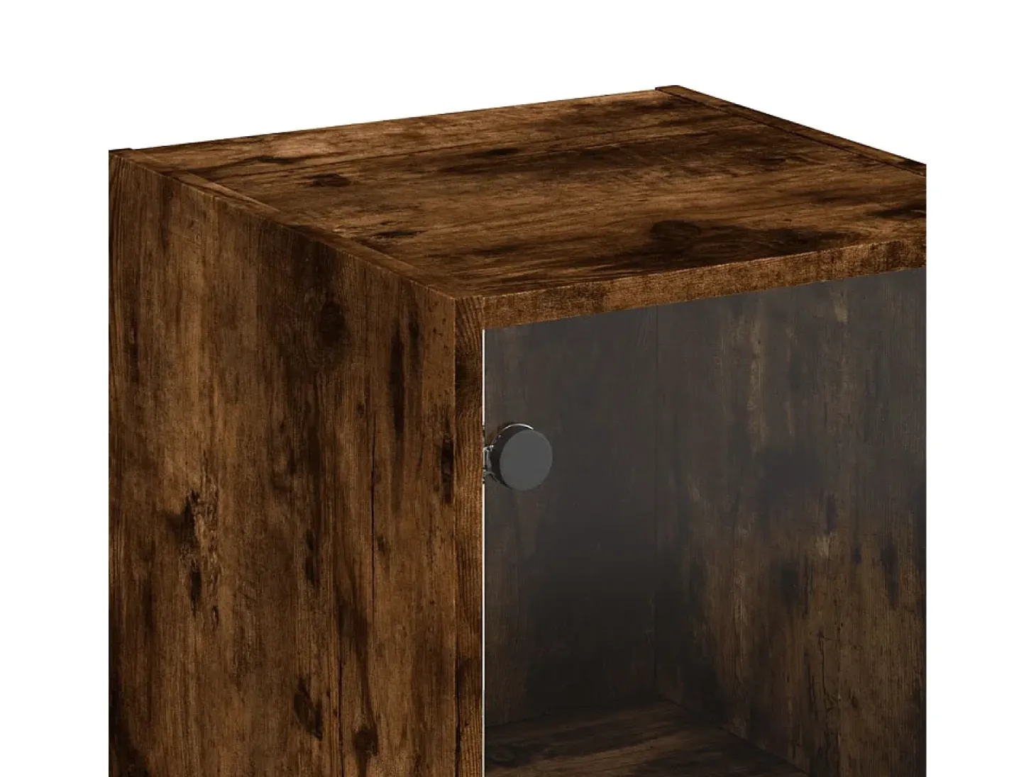 Aparador con puertas de cristal roble ahumado 35x37x142 cm