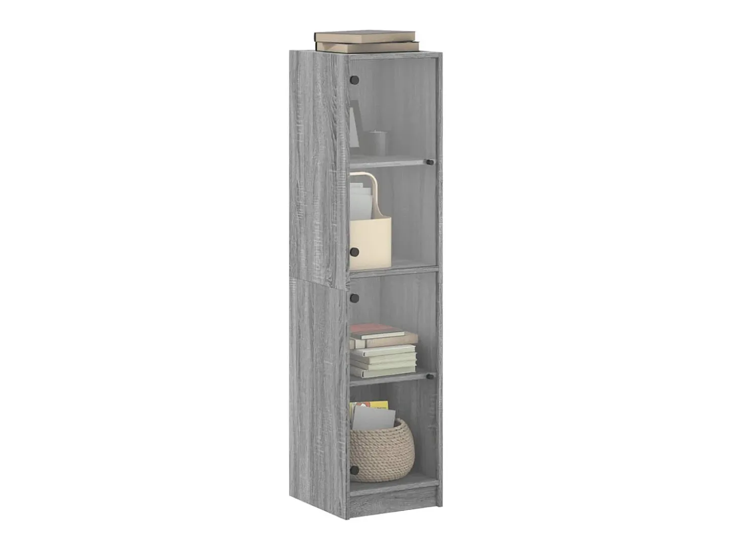 Aparador con puertas de vidrio gris Sonoma 35x37x142 cm ES508791