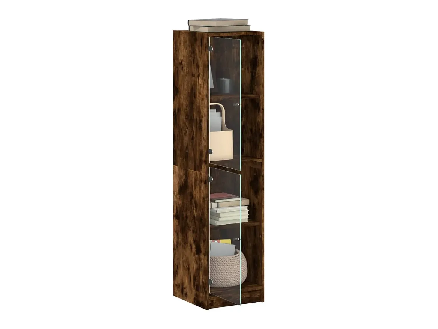 Aparador con puertas de vidrio roble ahumado 35x37x142 cm ES623902