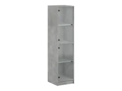 Aparador con puertas de vidrio gris hormigón 35x37x142 cm ES706824