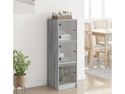 Aparador con puertas de vidrio gris Sonoma 35x37x109 cm ES367480