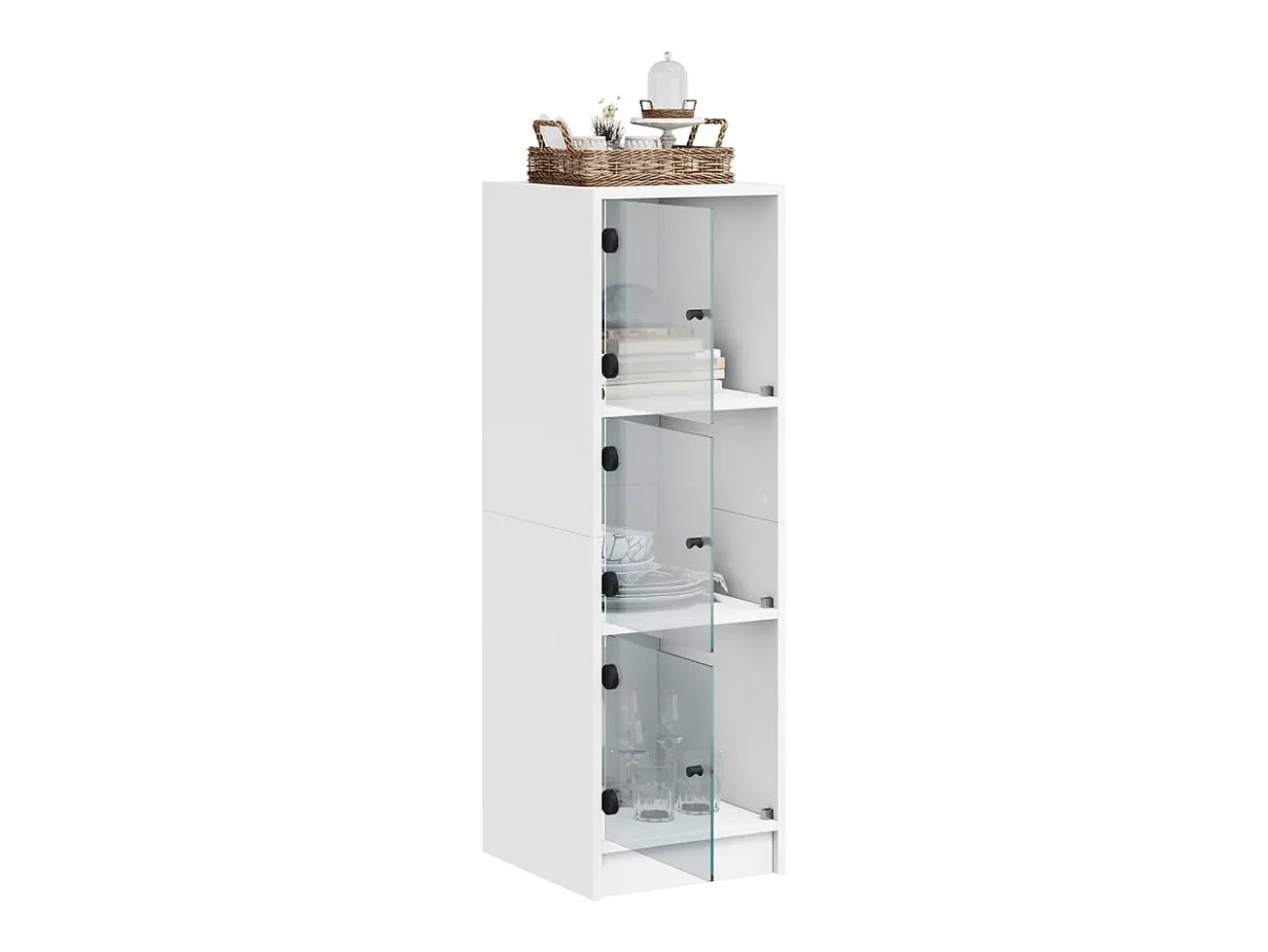Aparador con puertas de vidrio blanco 35x37x109 cm