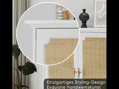 Aparador con puertas efecto ratán para recibidor, entrada y salón.