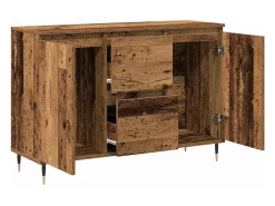 Aparador con puertas y cajones en madera vieja 101,5x35x70 cm