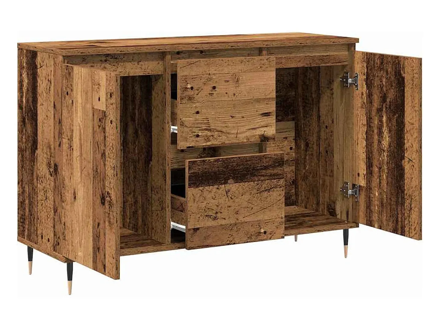 Aparador con puertas y cajones en madera vieja 101,5x35x70 cm