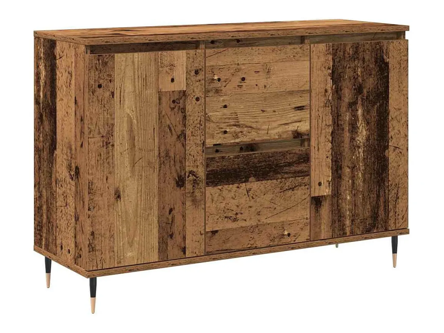 Aparador con puertas y cajones en madera vieja 101,5x35x70 cm