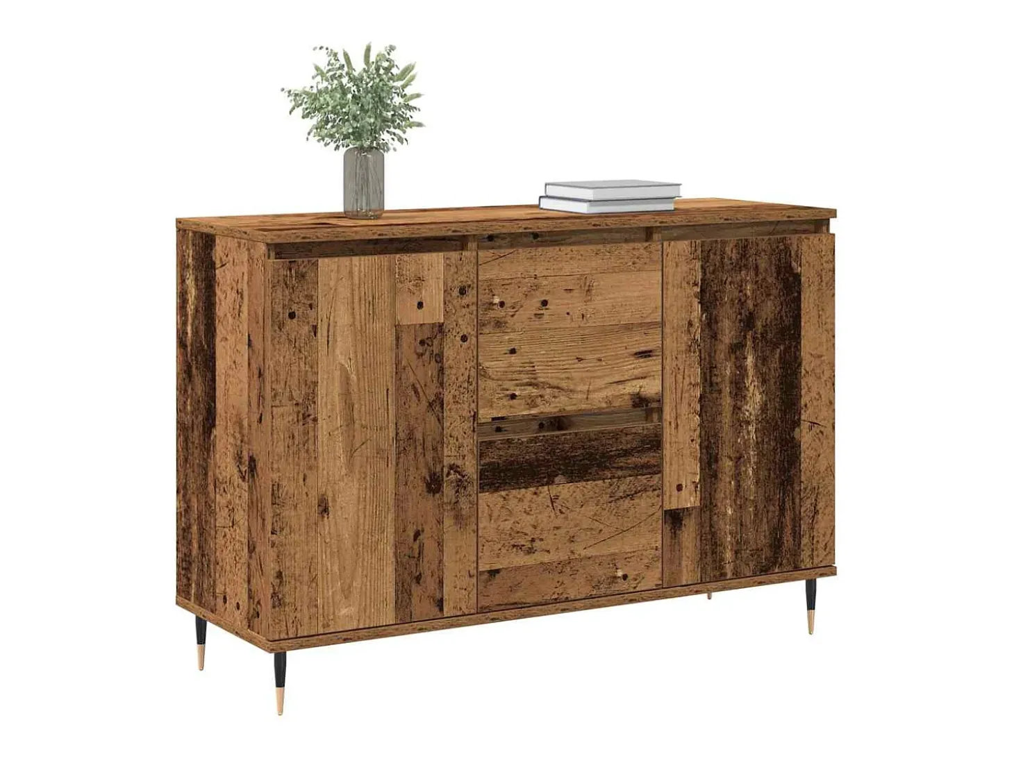 Aparador con puertas y cajones en madera vieja 101,5x35x70 cm