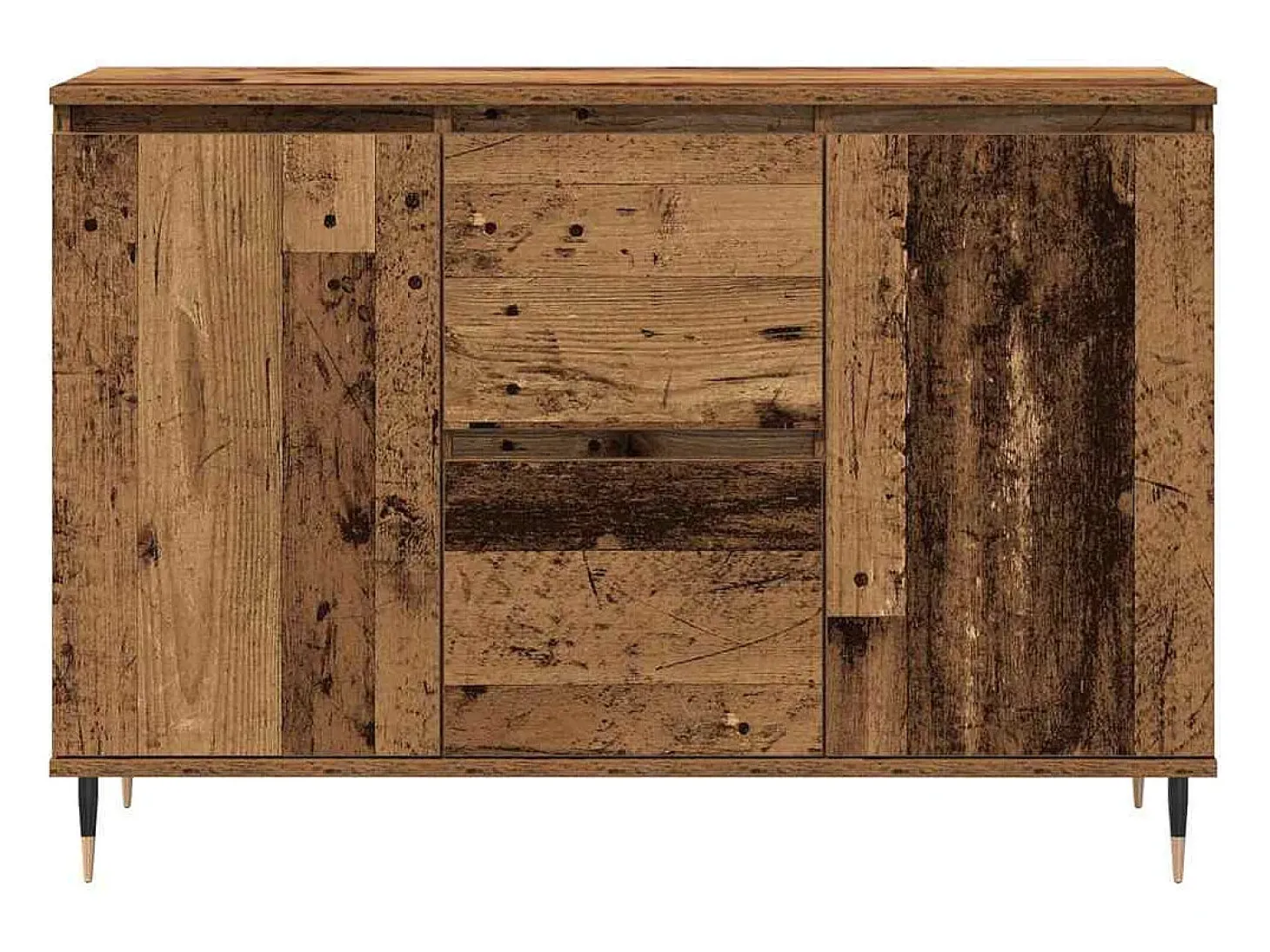 Aparador con puertas y cajones en madera vieja 101,5x35x70 cm