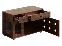 Aparador con ruedas - 100 x 45 x 66 cm - con arenero extraíble + aislamiento de olores - MDF - marrón oscuro