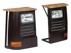 Aparador consola con forma de camión madera maciza de mango color gris oscuro 4402123