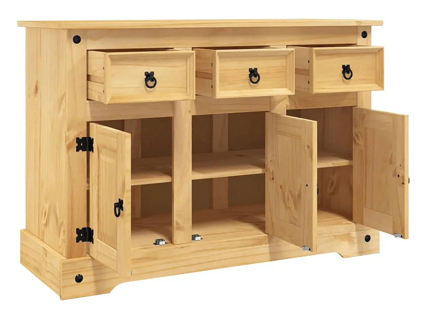 Aparador Corona madera maciza de pino marrón miel 112x43x78 cm