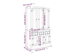 Aparador Corona marrón 112x43x196 cm madera maciza de pino mexicano