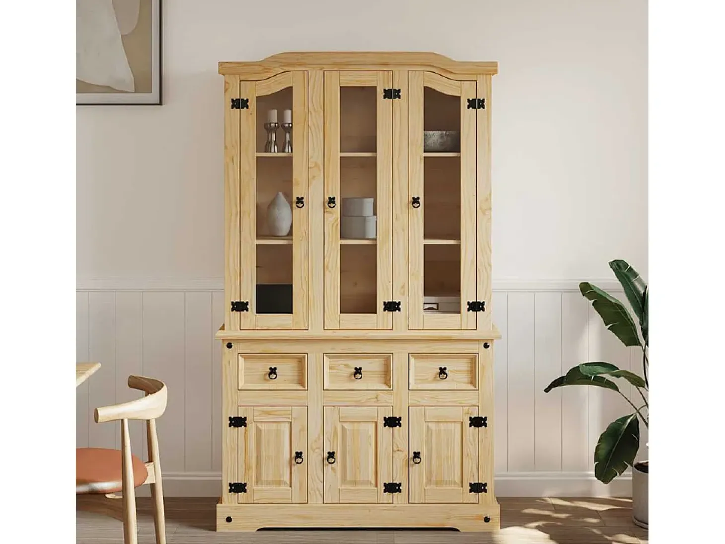 Aparador Corona marrón 112x43x196 cm madera maciza de pino mexicano