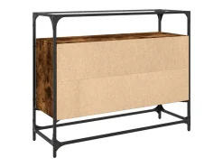 Aparador cristal y madera ingeniería roble ahumado 98x35x81 cm