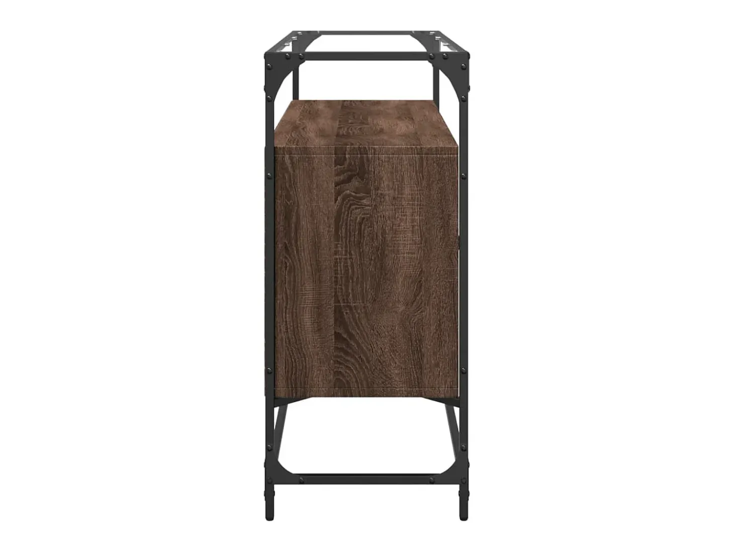 Aparador cristal y madera ingeniería marrón roble 98x35x81 cm