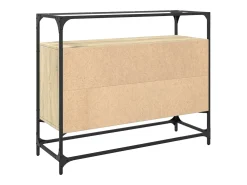 Aparador cristal y madera ingeniería roble Sonoma 98x35x81 cm
