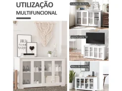 Aparador Cuarzo Homcom 2 puertas corredizas blanco 62,5x107x33 cm