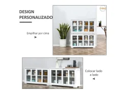 Aparador Cuarzo Homcom 2 puertas corredizas blanco 62,5x107x33 cm