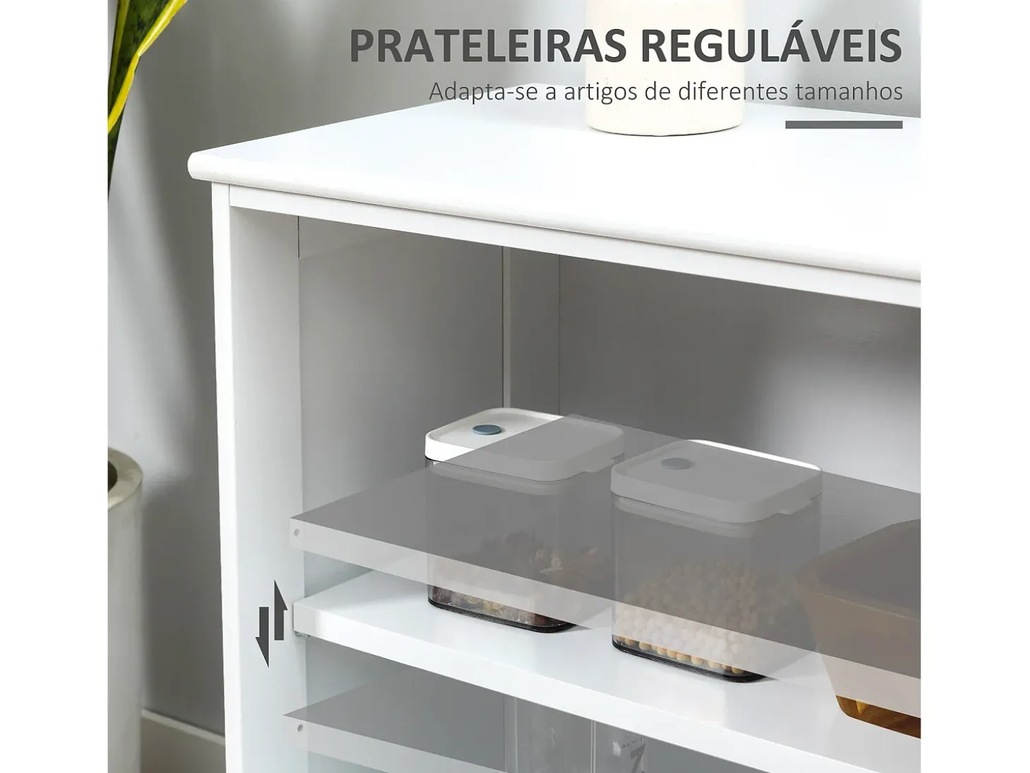Aparador Cuarzo Homcom 2 puertas corredizas blanco 62,5x107x33 cm