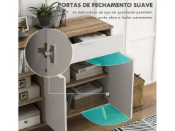 Aparador Dalvik Homcom con cajón + 3 estantes + armario blanco/natural 85x95x35 cm