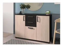 Aparador Dark Comedor Moderno Roble Brooklyn y Negro Stipple 119x40cm