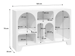 Aparador de 6 compartimentos con efecto madera, 120cm blanco