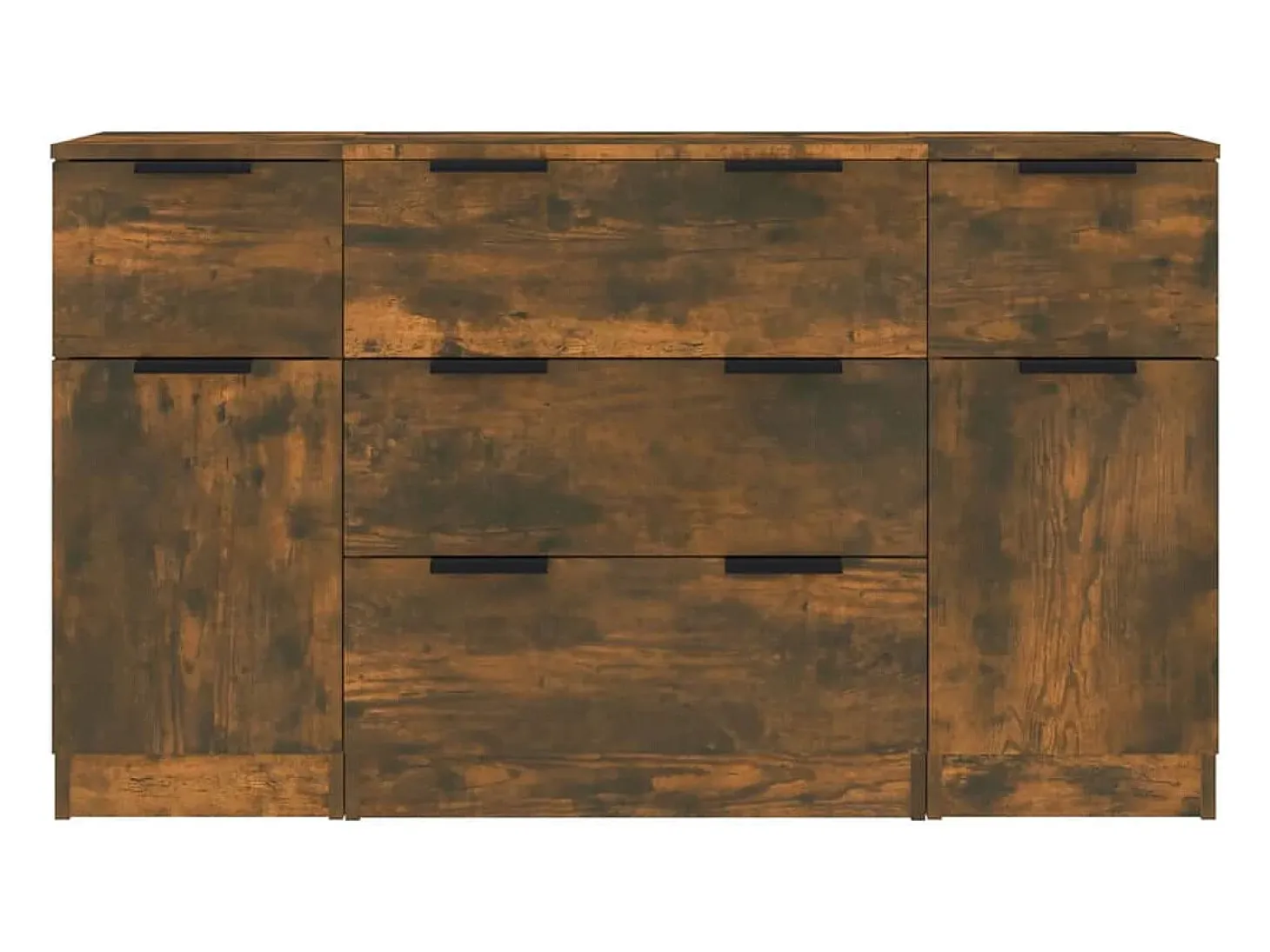 Aparador de 3 piezas de madera de ingeniería de roble ahumado