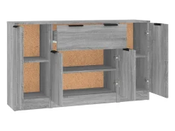 Aparador de 3 piezas en gris Sonoma de madera de ingeniería