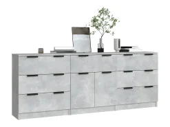 Aparador de 3 piezas madera contrachapada gris hormigón