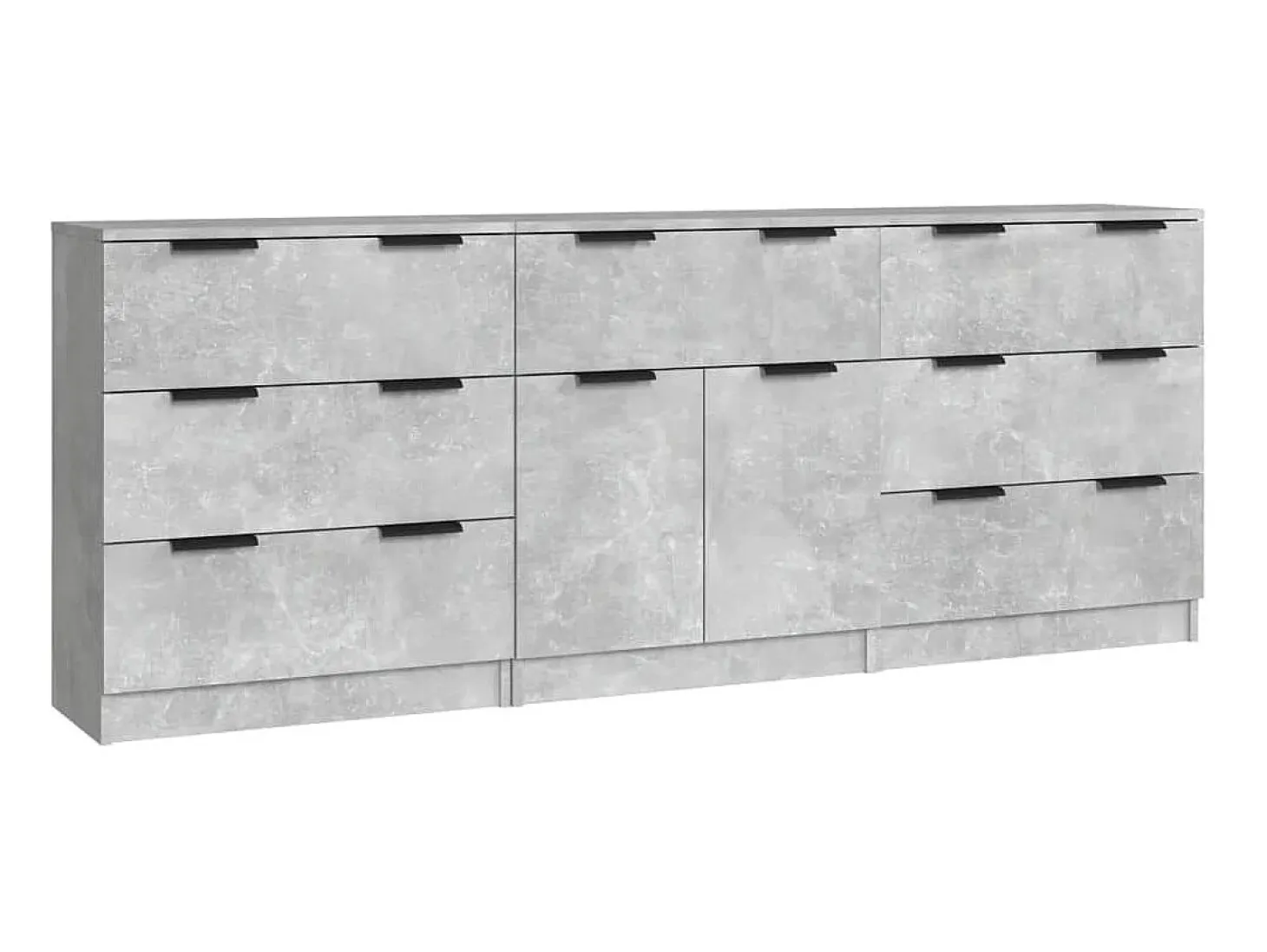 Aparador de 3 piezas madera contrachapada gris hormigón ES58395