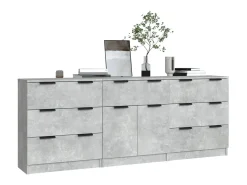 Aparador de 3 piezas madera contrachapada gris hormigón ES58395