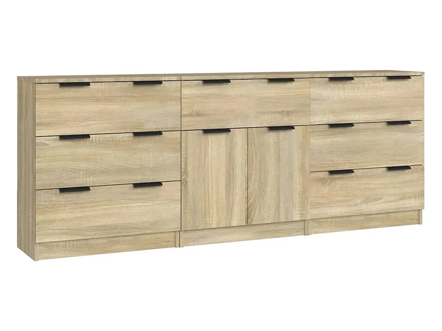 Aparador de 3 piezas madera contrachapada color roble Sonoma