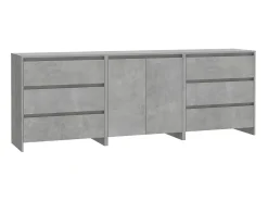 Aparador de 3 piezas madera manufacturada gris hormigón ES83951