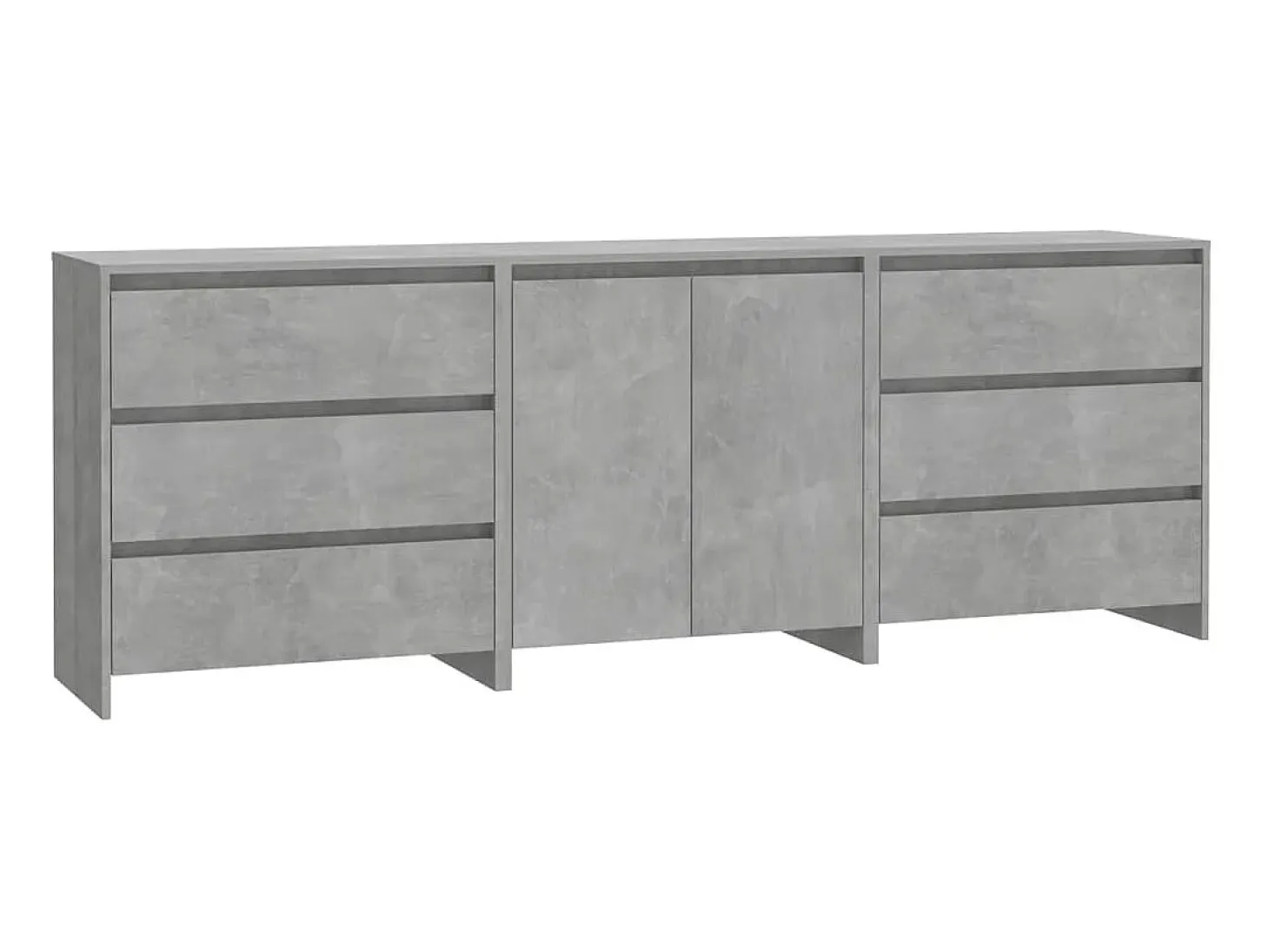 Aparador de 3 piezas madera manufacturada gris hormigón ES83951